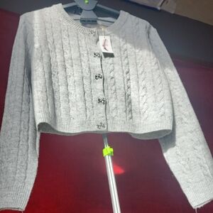 Gray Cable Knit Sweater